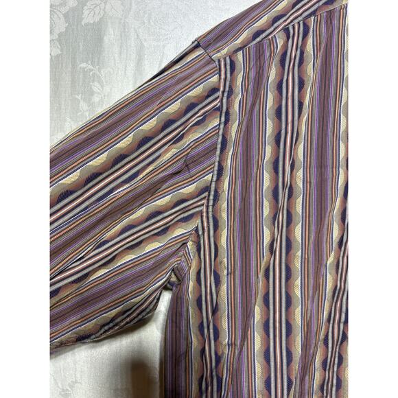 Robert Graham Button Up XL Purple Geometric Stripe Contrast Trim FLAW - Picture 4 of 12